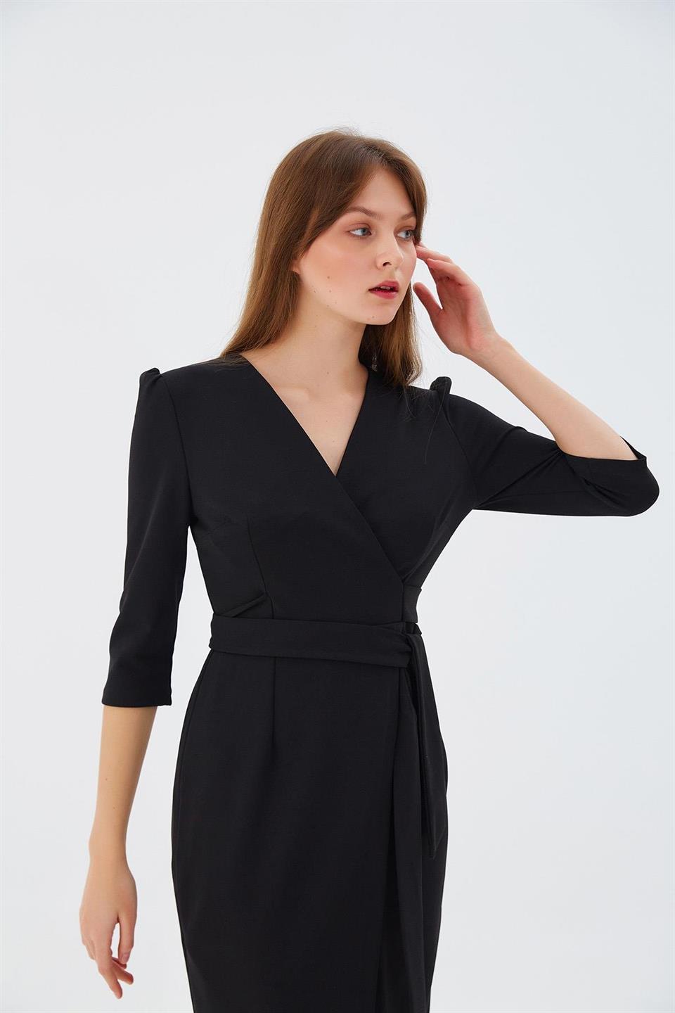 Kruvaze Elbise SİYAH