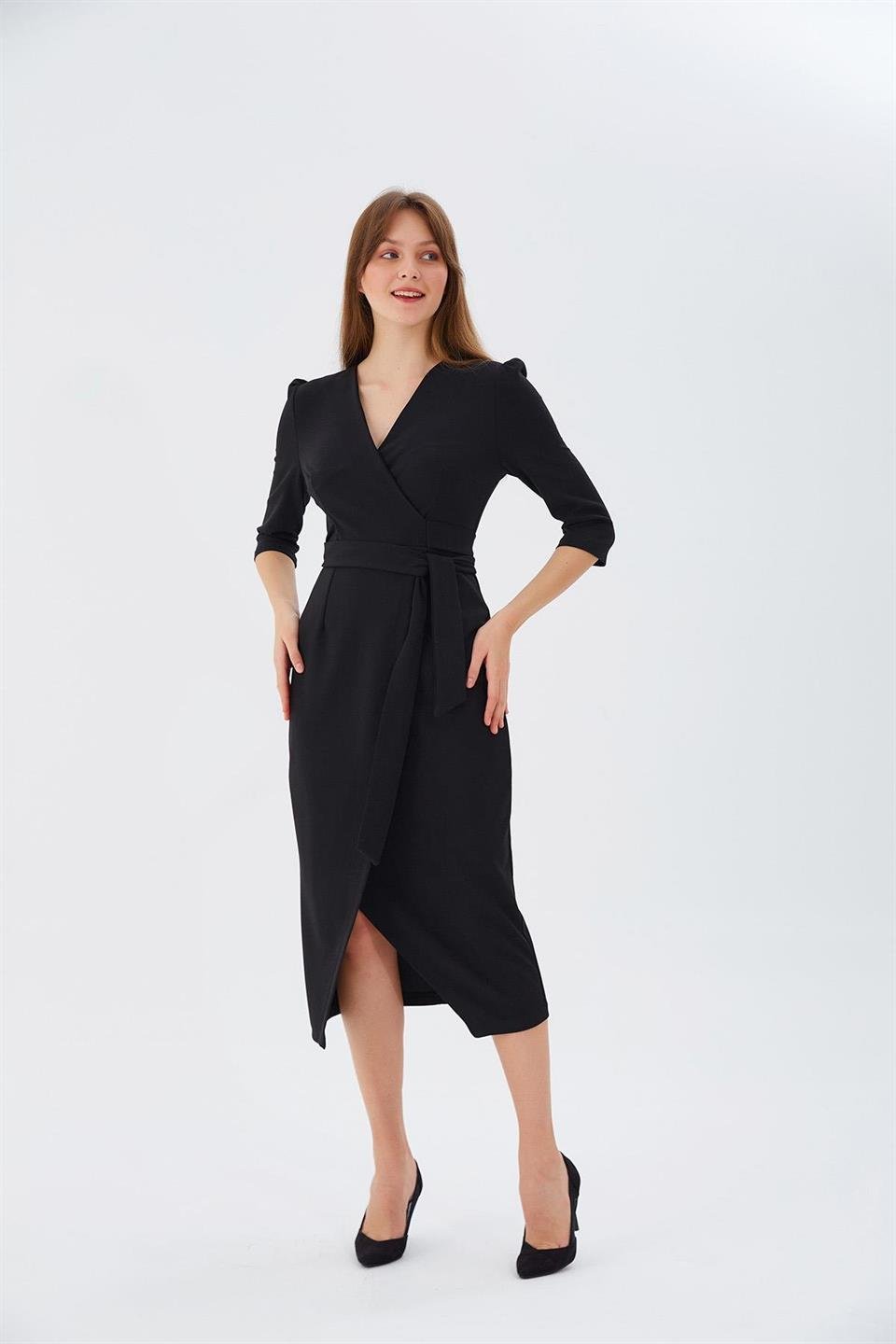 Kruvaze Elbise SİYAH