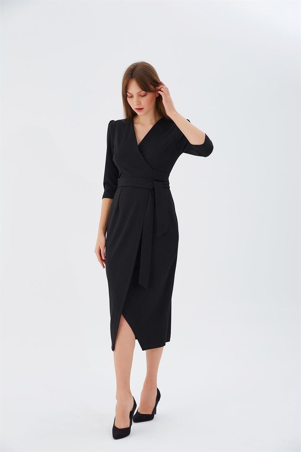 Kruvaze Elbise SİYAH