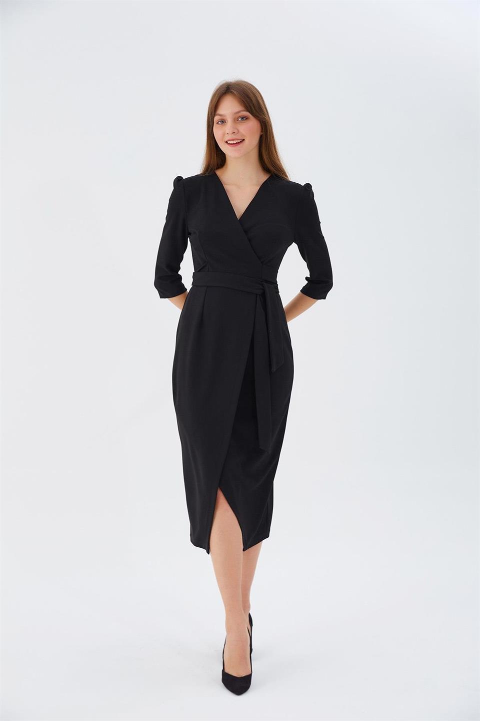 Kruvaze Elbise SİYAH