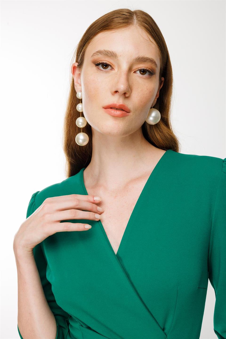 Kruvaze Elbise YEŞİL