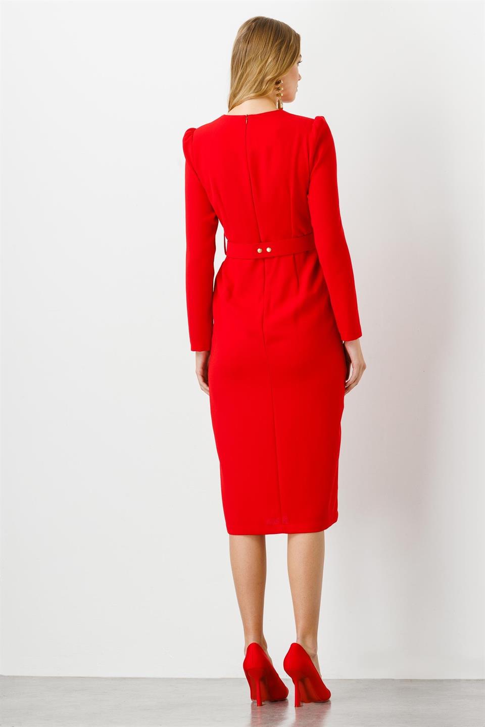 Nefeli Womens Double Breasted Belt Detail Midi Length