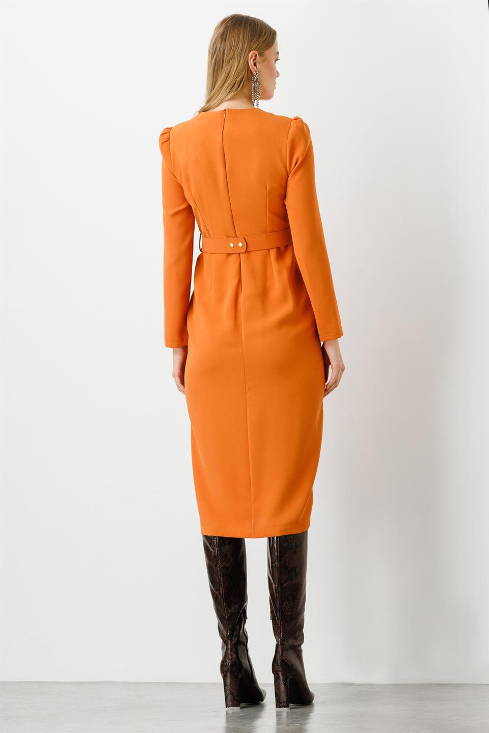 Nefeli Womens Double Breasted Belt Detail Midi Length