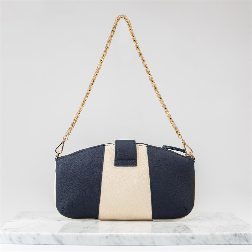 Navy Blue Genuine Leather Womens Bag