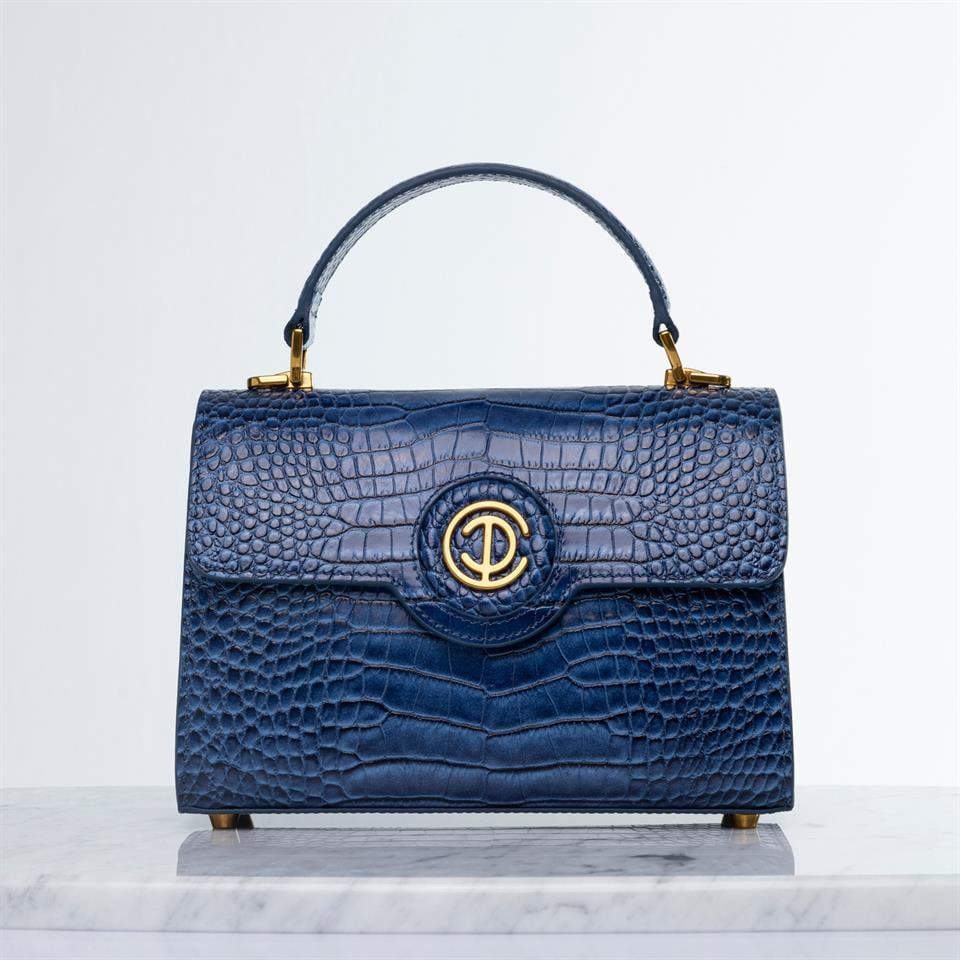 Mavi Hakiki Deri Kadın Çantası