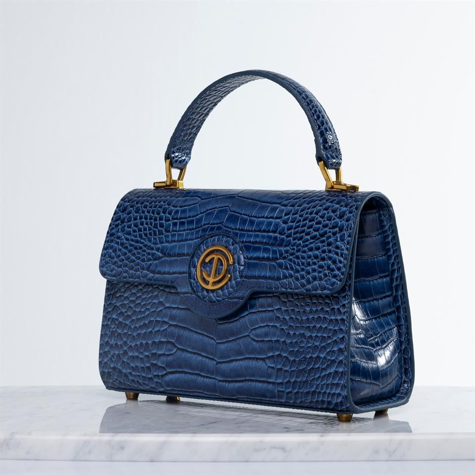 Mavi Hakiki Deri Kadın Çantası