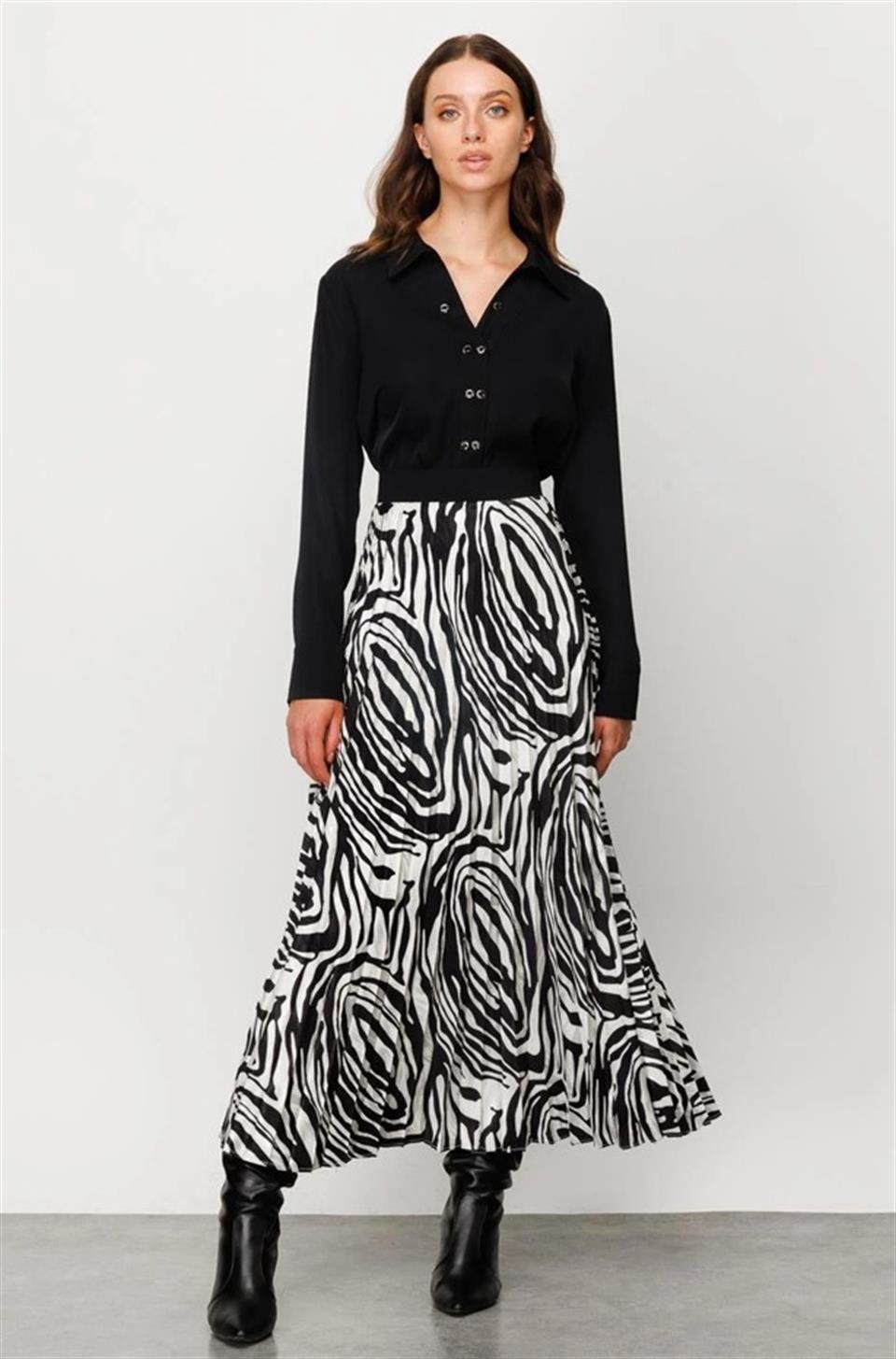 MAXI SIZE PLISOLEY PRINTED SKIRT ORIGINAL