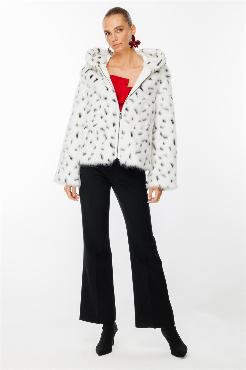 Hooded Zippered Short Fur