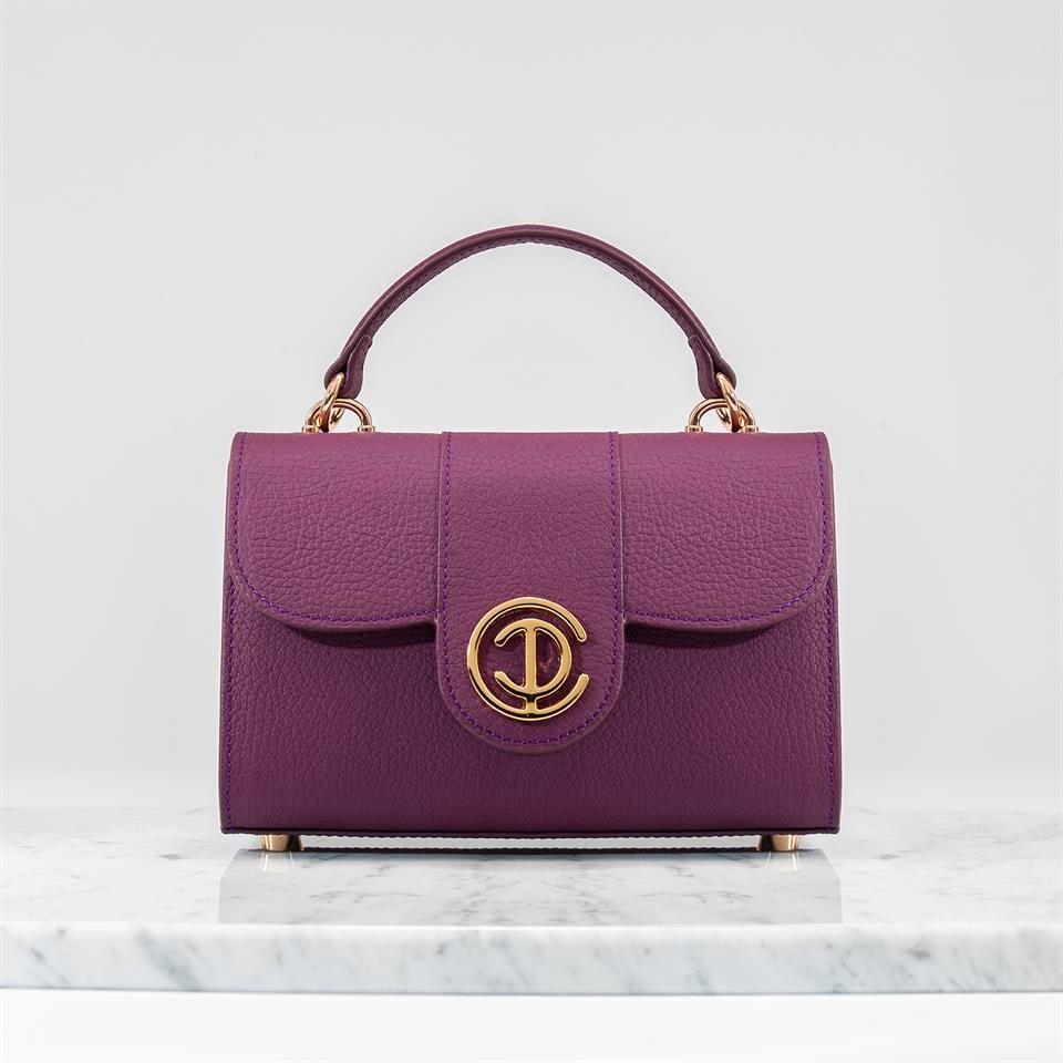 Mor Hakiki Deri Kadın Çantası