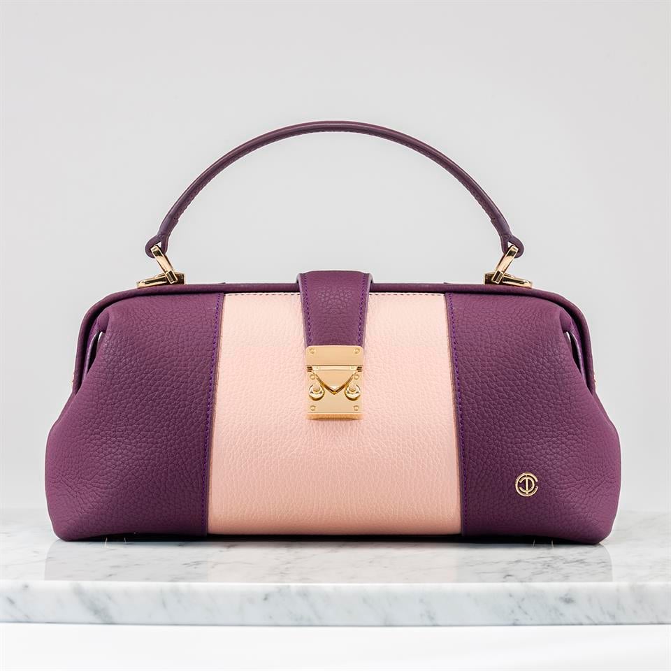 Mor Hakiki Deri Kadın Çantası