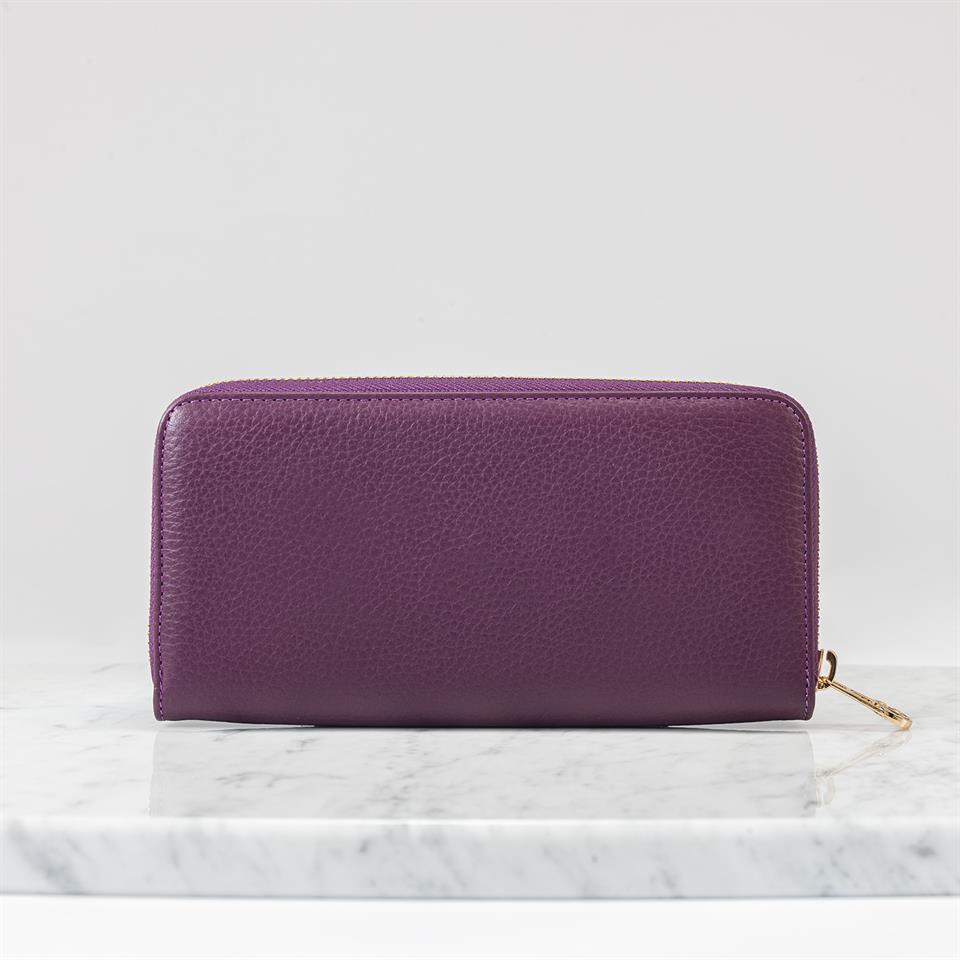 Mor Hakiki Deri Kadın Cüzdanı