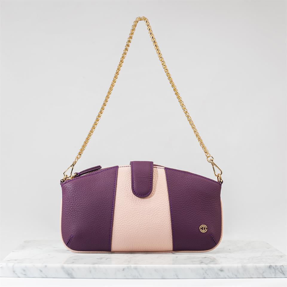 Purple Genuine Leather Womens Bag