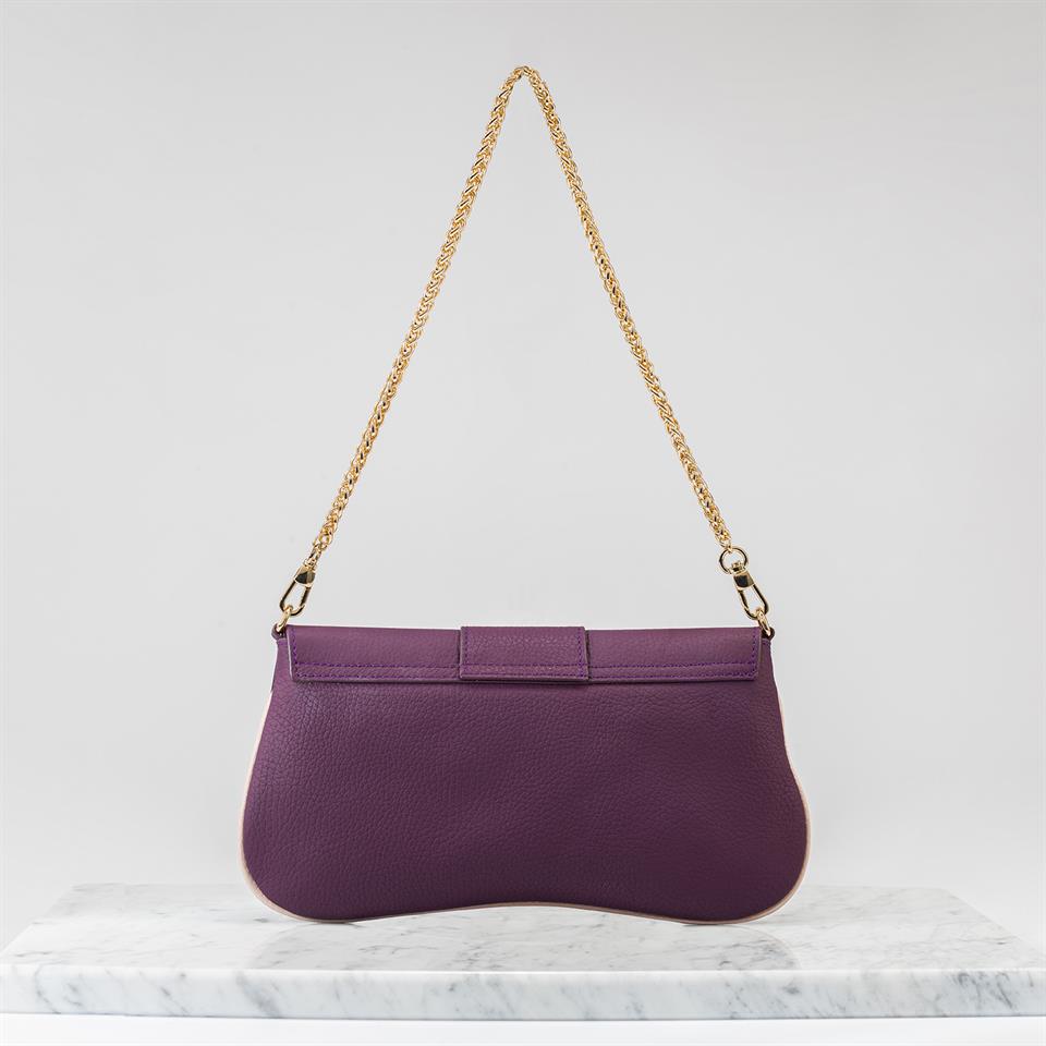 Purple Genuine Leather Womens Handbag