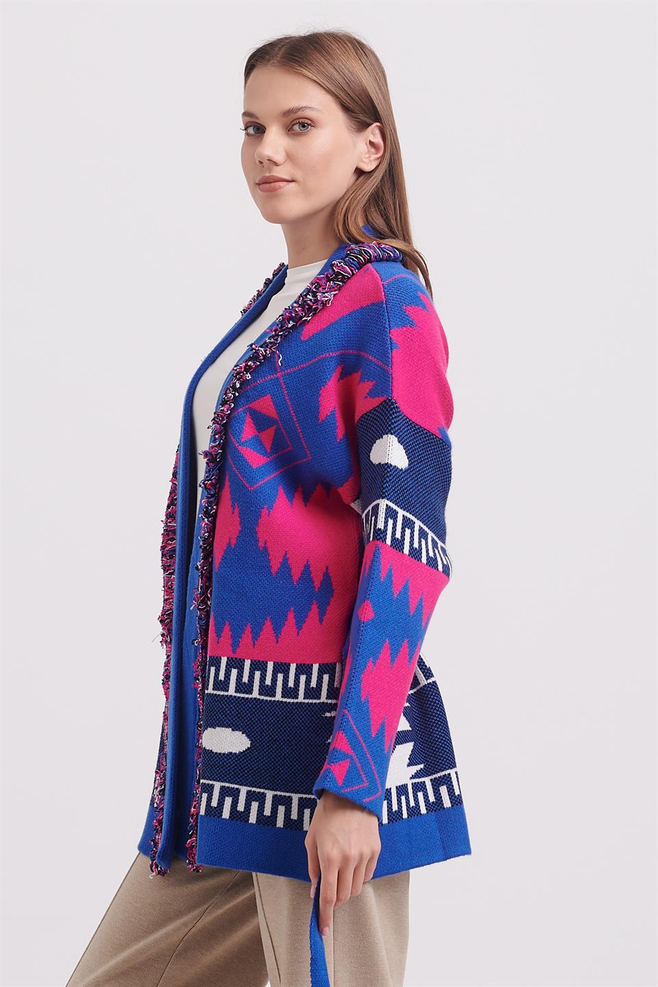 Nefeli Saçak Detaylı Kemerli Hırka