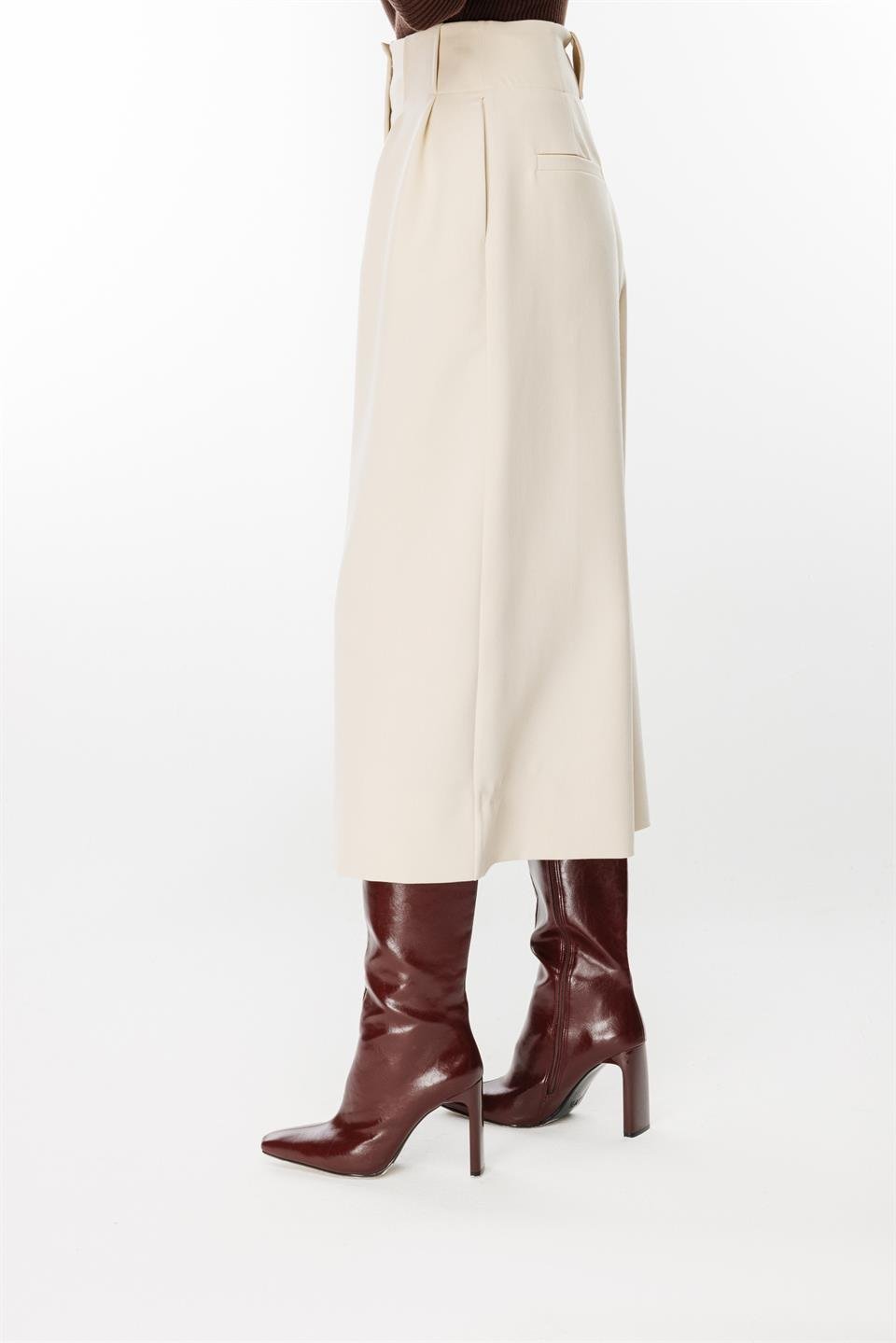 Önden Pileli Bol Paça Pantolon BEJ