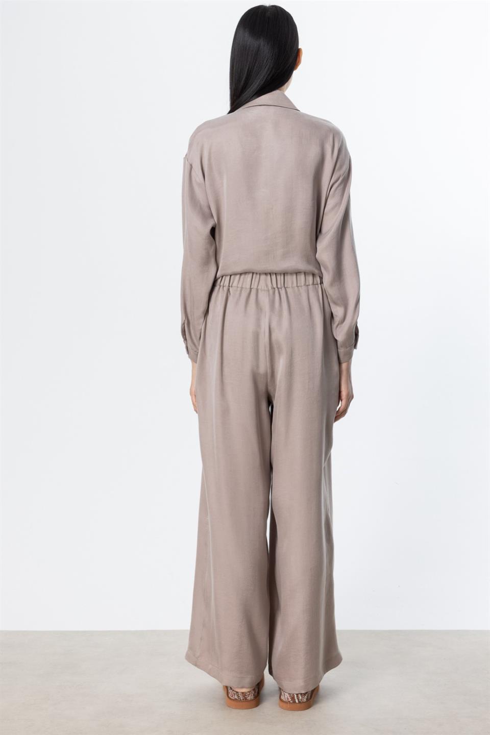 Önü Pileli Bol Paça Pantolon BEJ