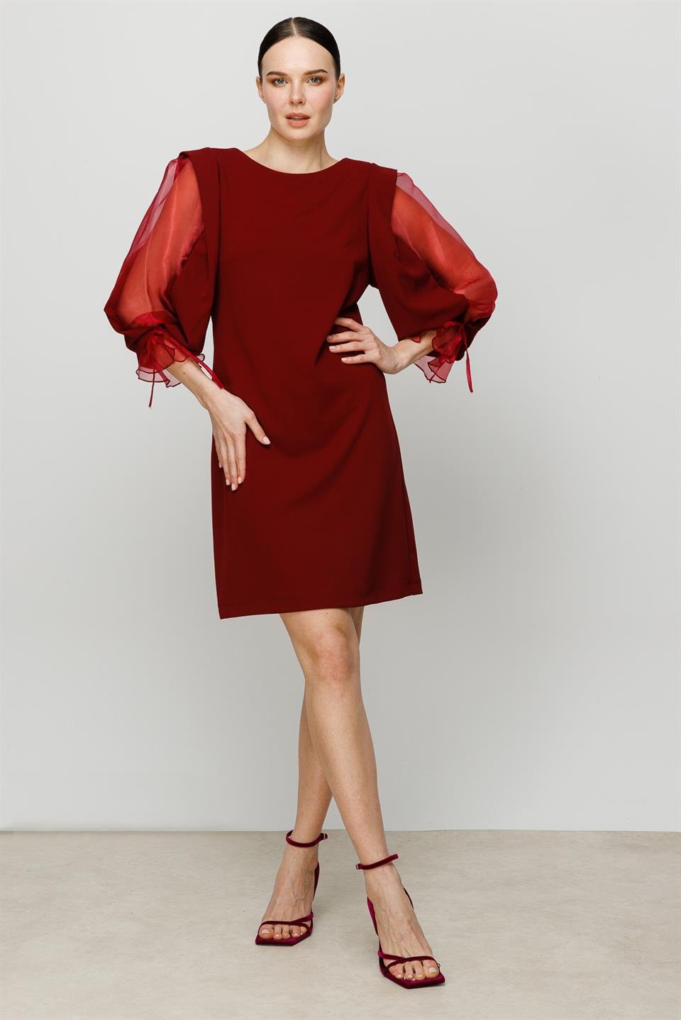 Organze Kol Elbise BORDO