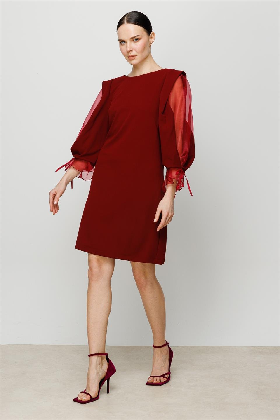 Organze Kol Elbise BORDO