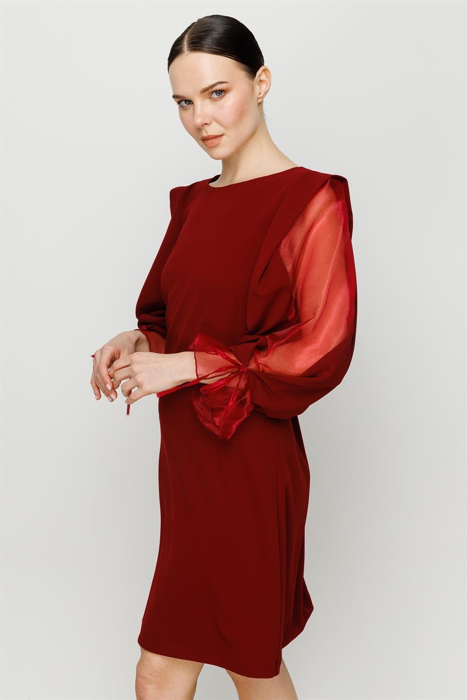 Organze Kol Elbise BORDO