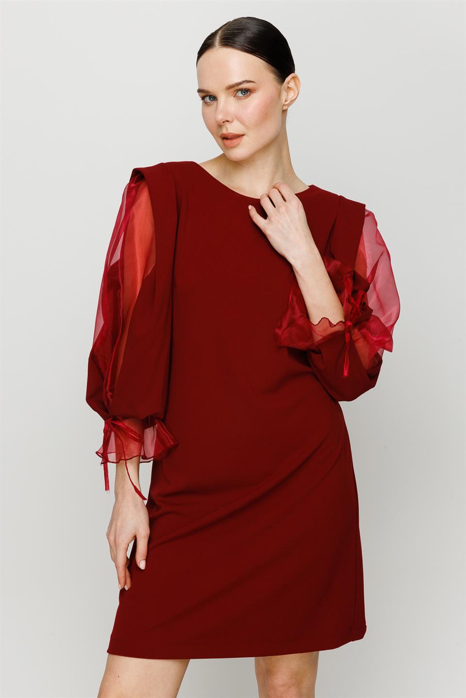 Organze Kol Elbise BORDO