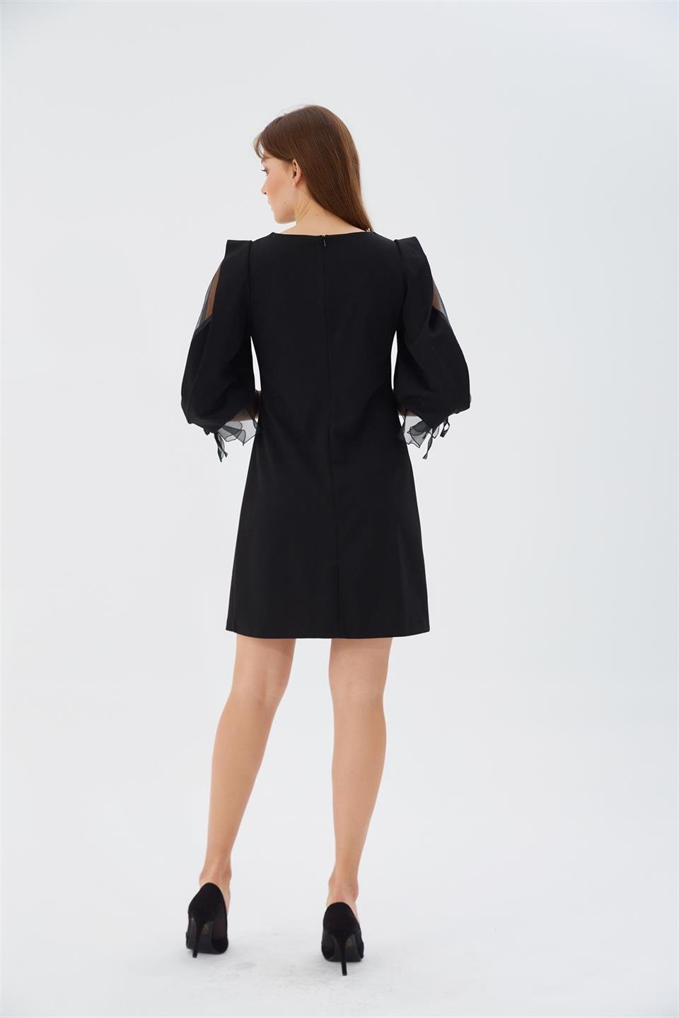 Organze Kol Elbise SİYAH