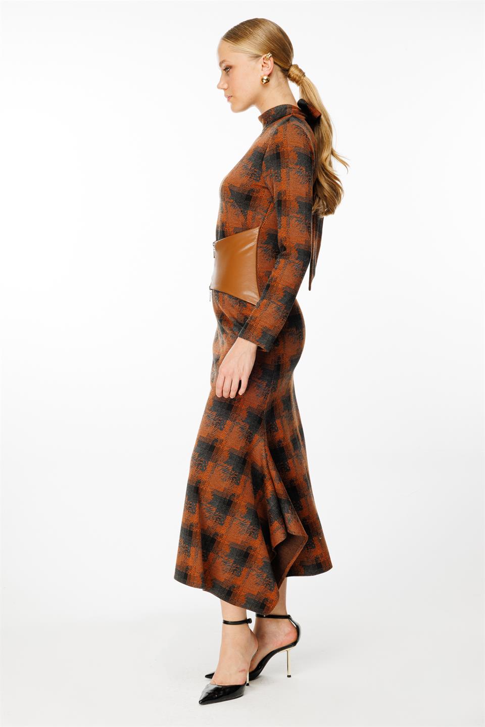 Knitted Leather Bodice Dress 