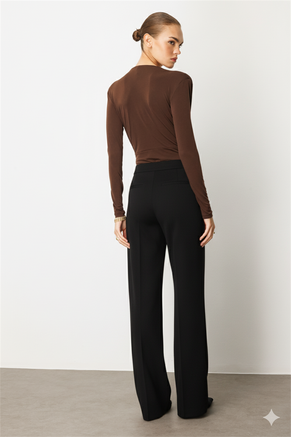 Knitted Bell-bottom Trousers BLACK