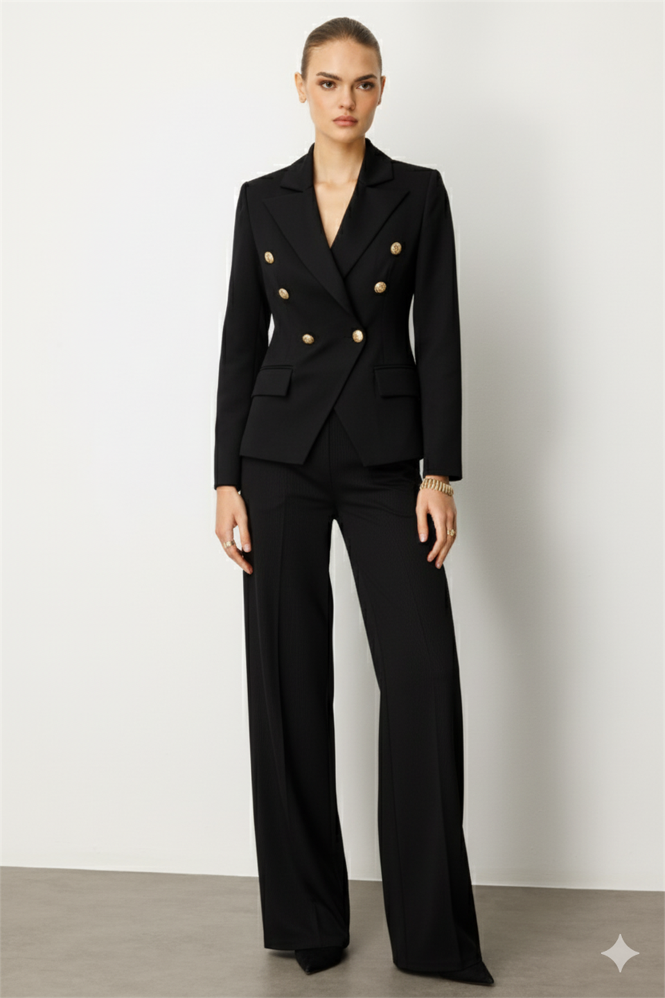 Knitted Bell-bottom Trousers BLACK