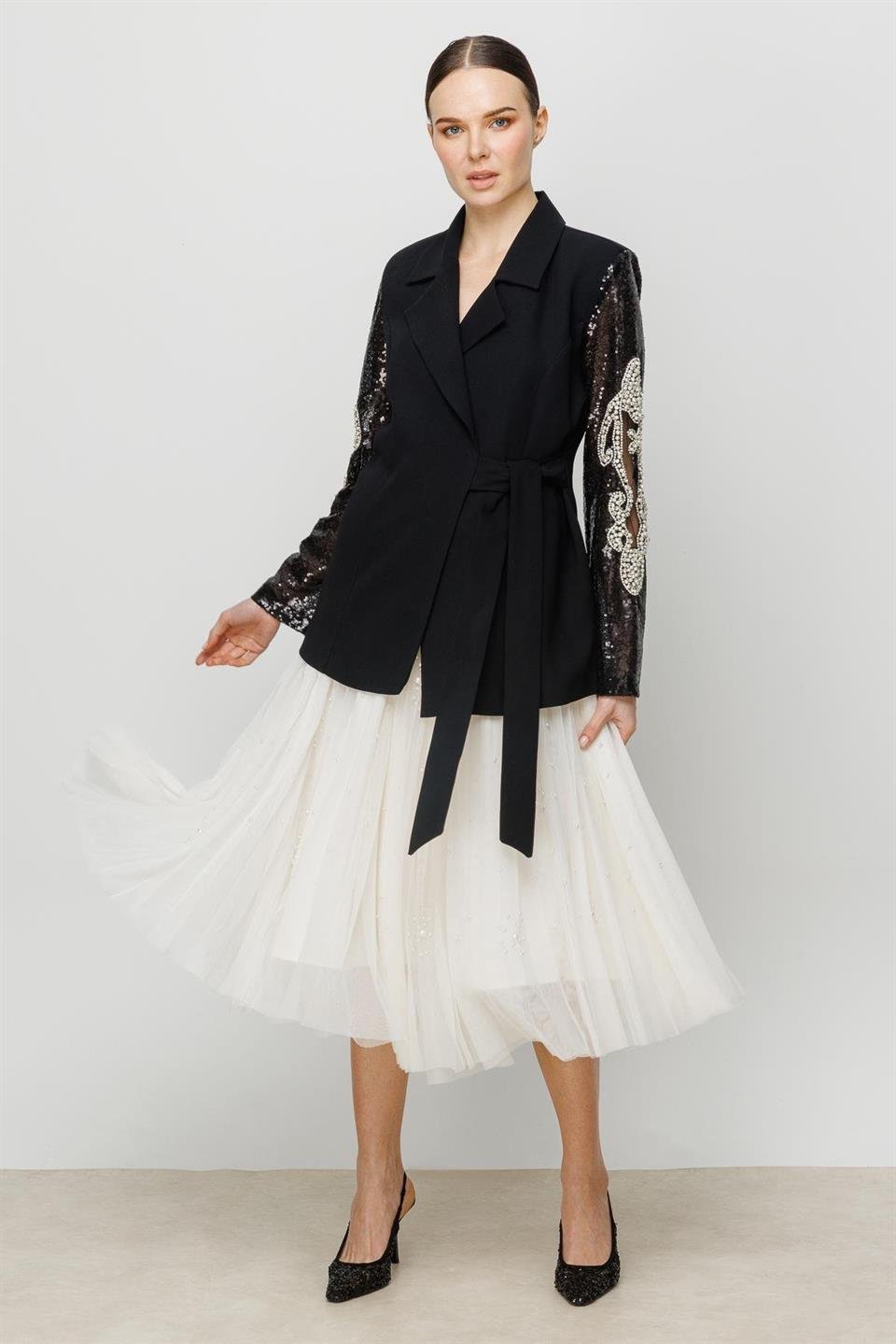 Payet Detay Ceket SİYAH