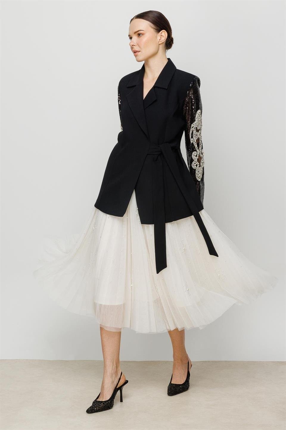 Payet Detay Ceket SİYAH