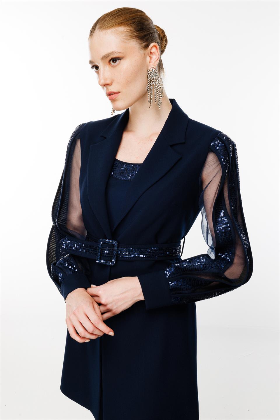 Payet Şeritli 3lü Takım LACİVERT