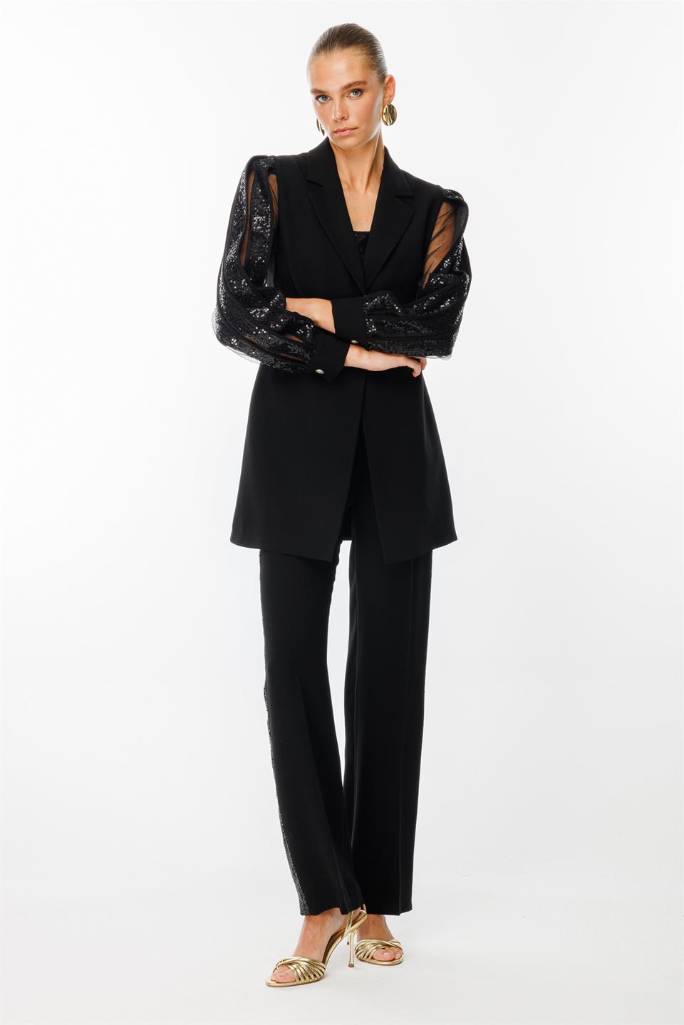 Payet Şeritli 3lü Takım SİYAH