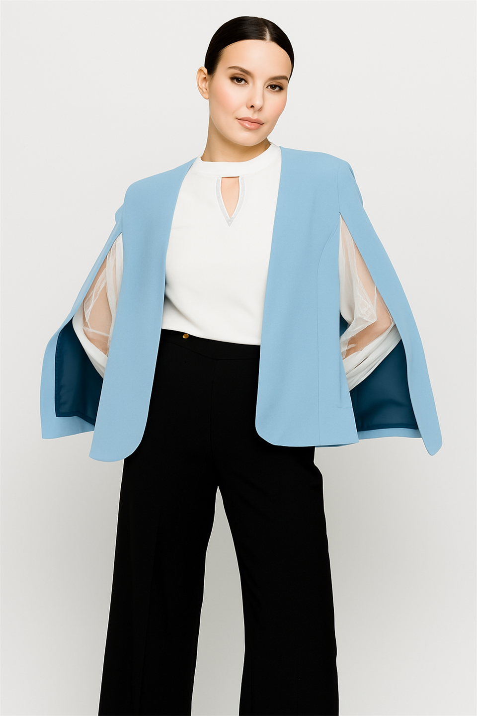 Pelerin Ceket BEBE MAVİ