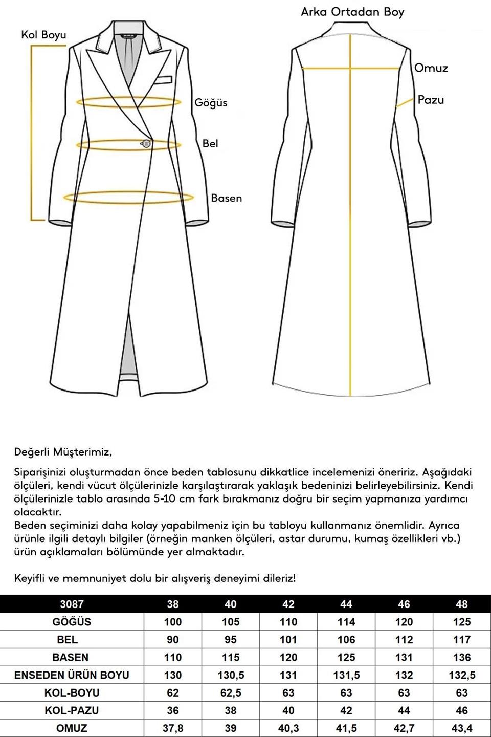 Double Breasted Long Coat with Cape Detail TAŞ