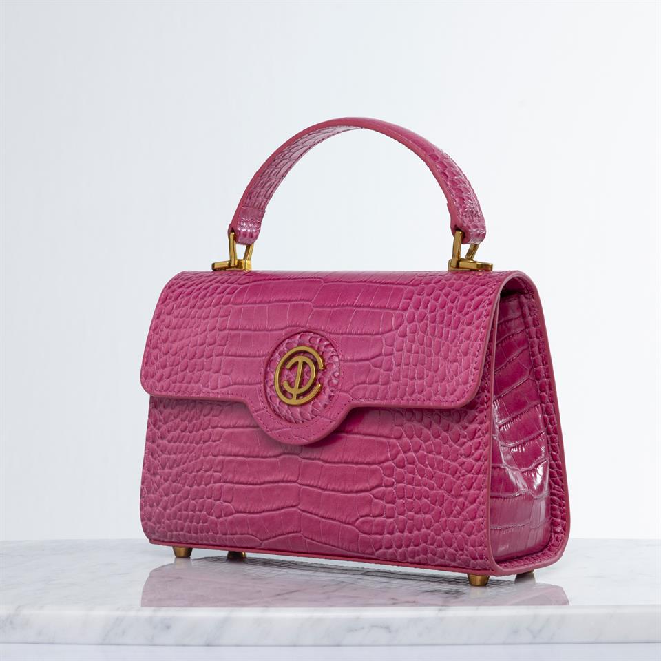 Pink Genuine Leather Womens Bag