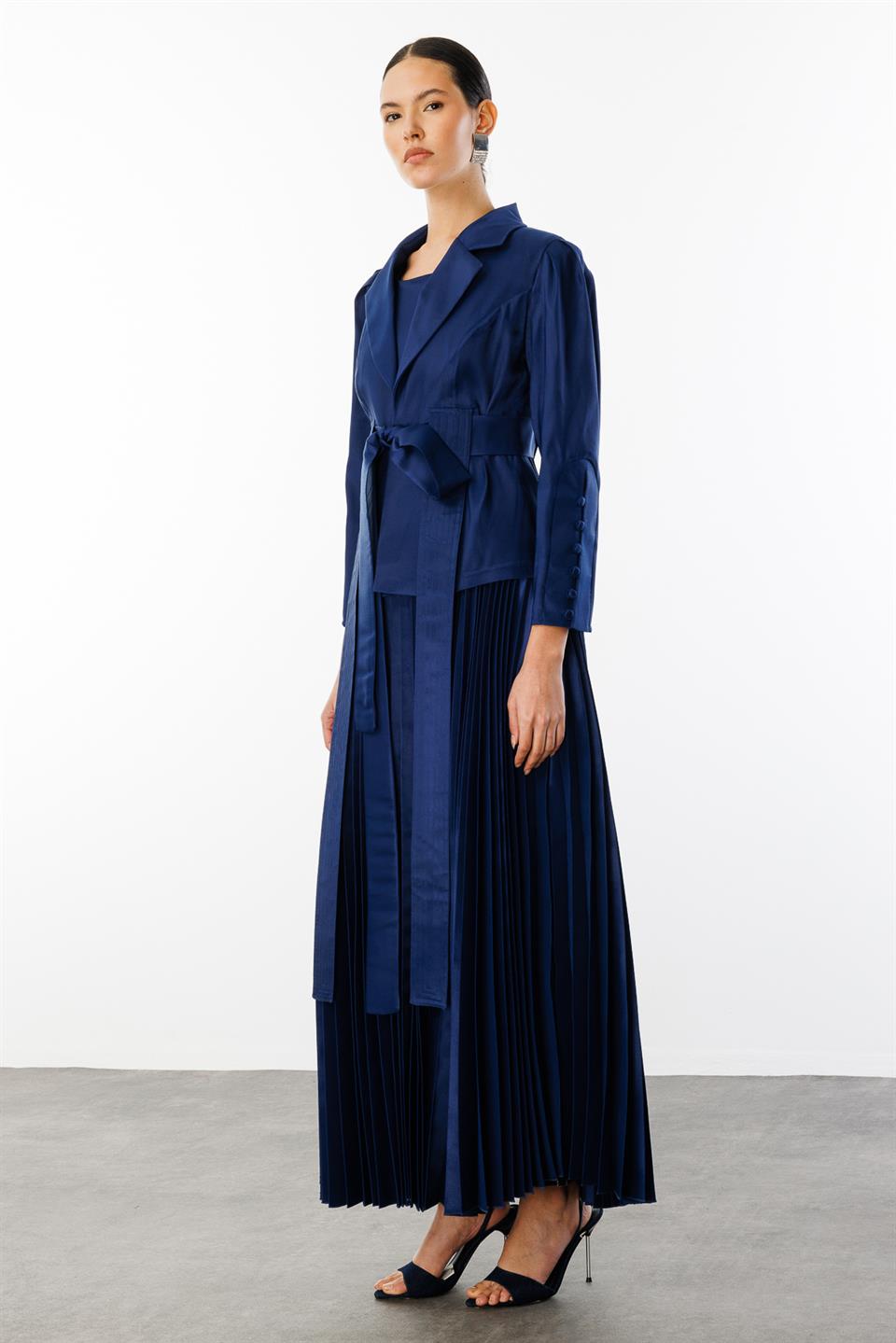 Pilise Etekli Elbise & Ceket İkili Takım LACİVERT