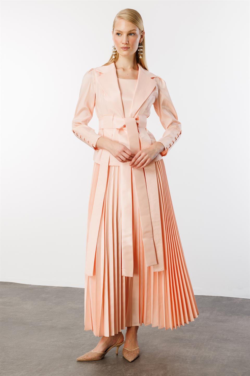 Pilise Etekli Elbise & Ceket İkili Takım SOMON