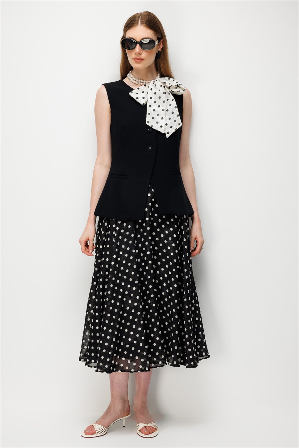 Polka Dot Full Circle Skirt Black
