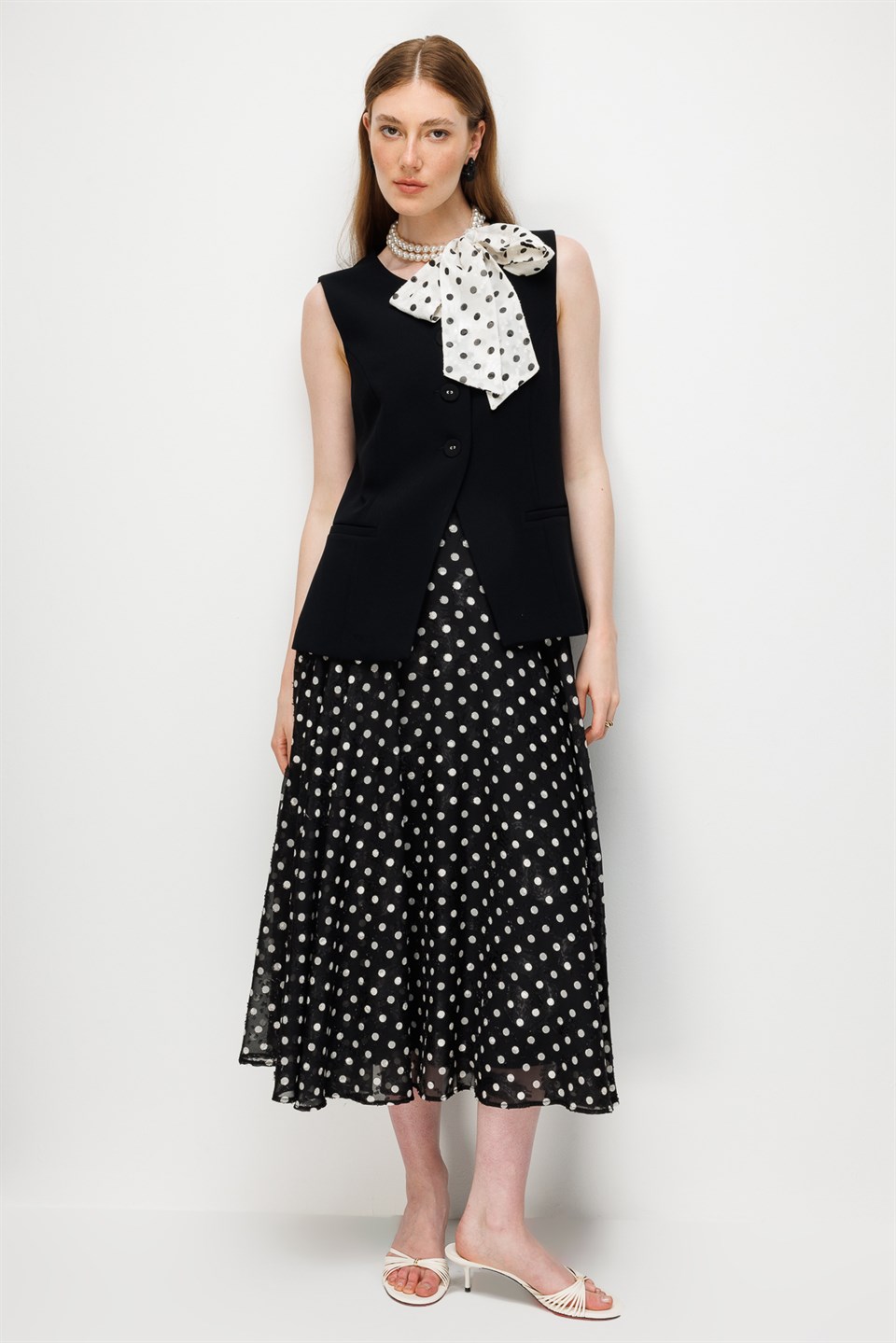 Polka Dot Full Circle Skirt Black