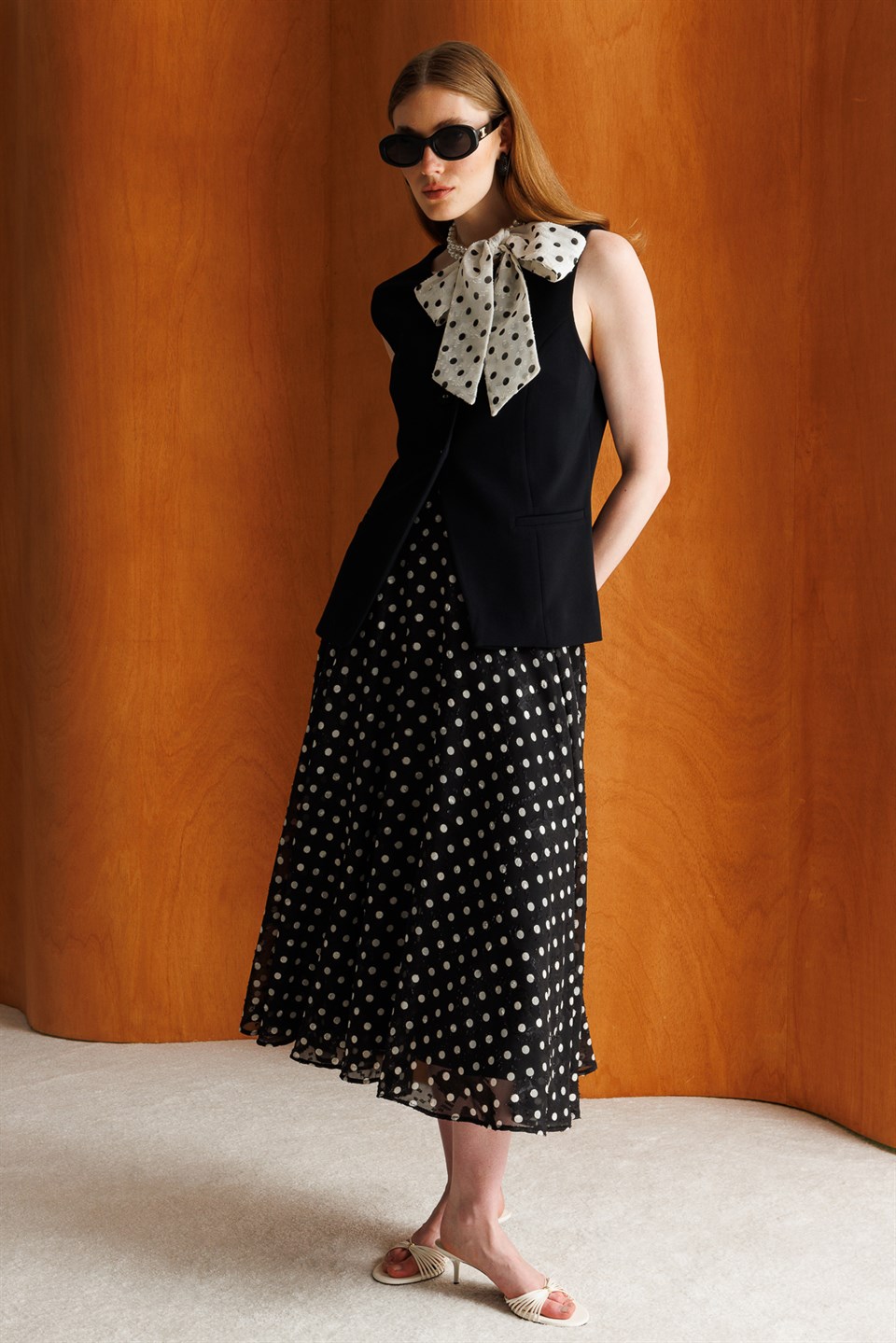 Polka Dot Full Circle Skirt Black