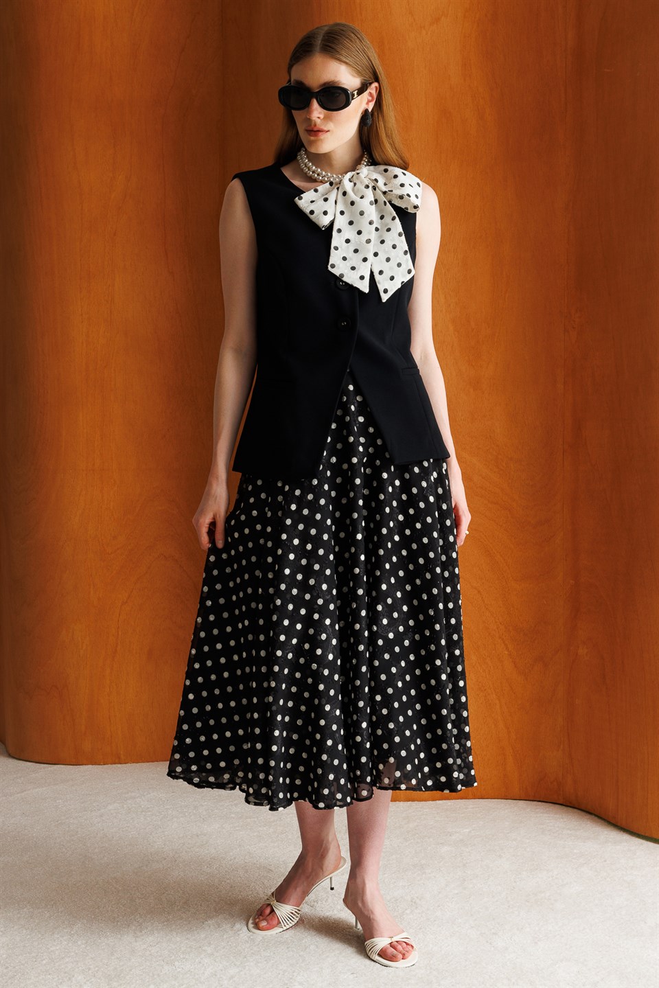 Polka Dot Full Circle Skirt Black