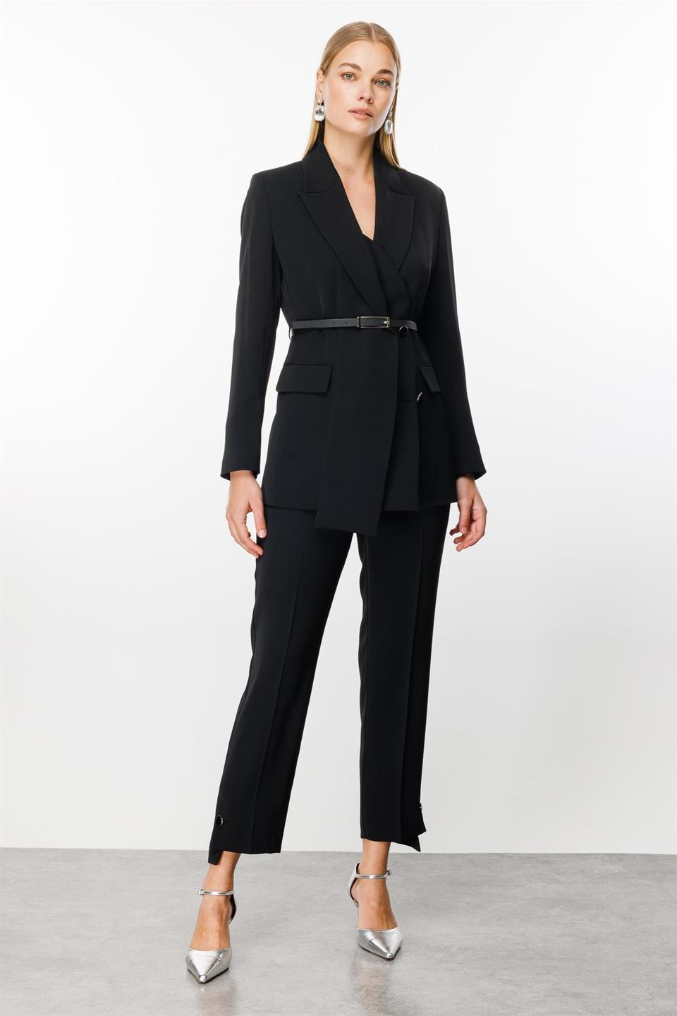 Şal Yaka Ceket Takım SİYAH