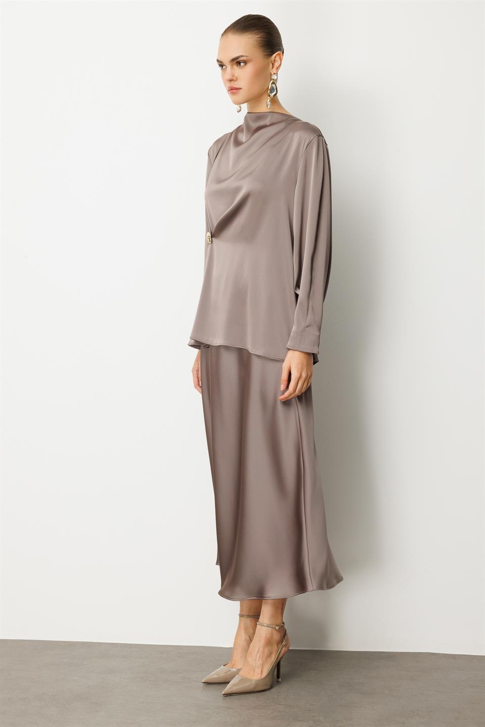 Saten Verev Etek VİZON