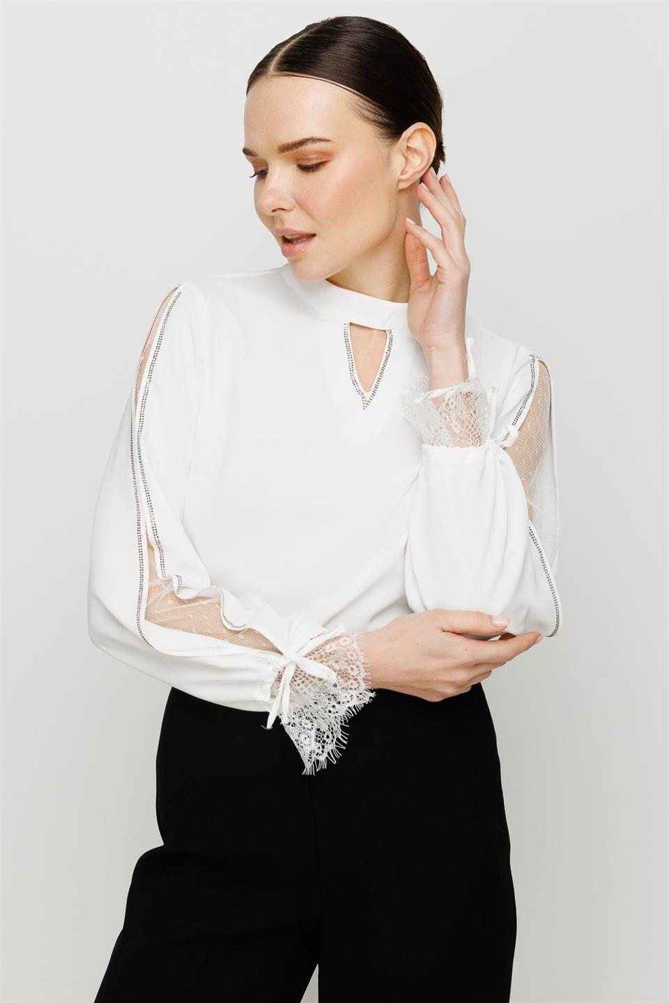 Striped Stone Blouse ecru