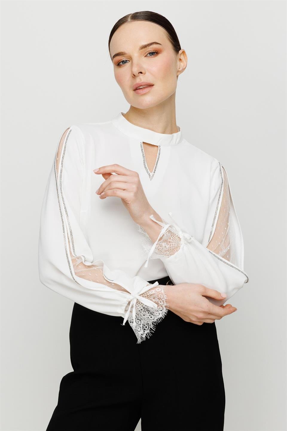 Striped Stone Blouse ecru