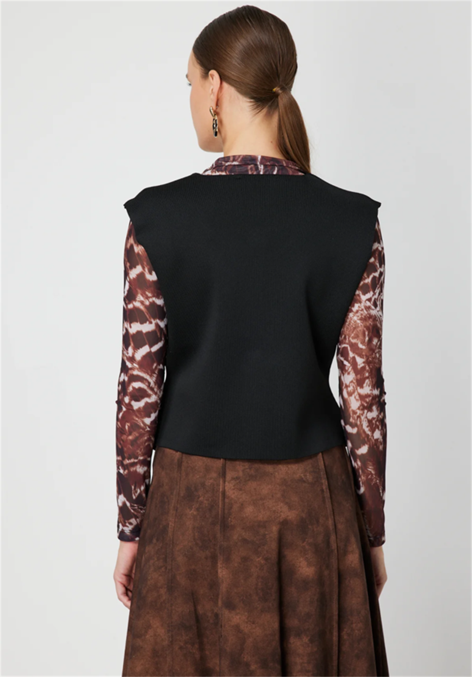 Sıfır Yaka Düğmeli Yelek SİYAH