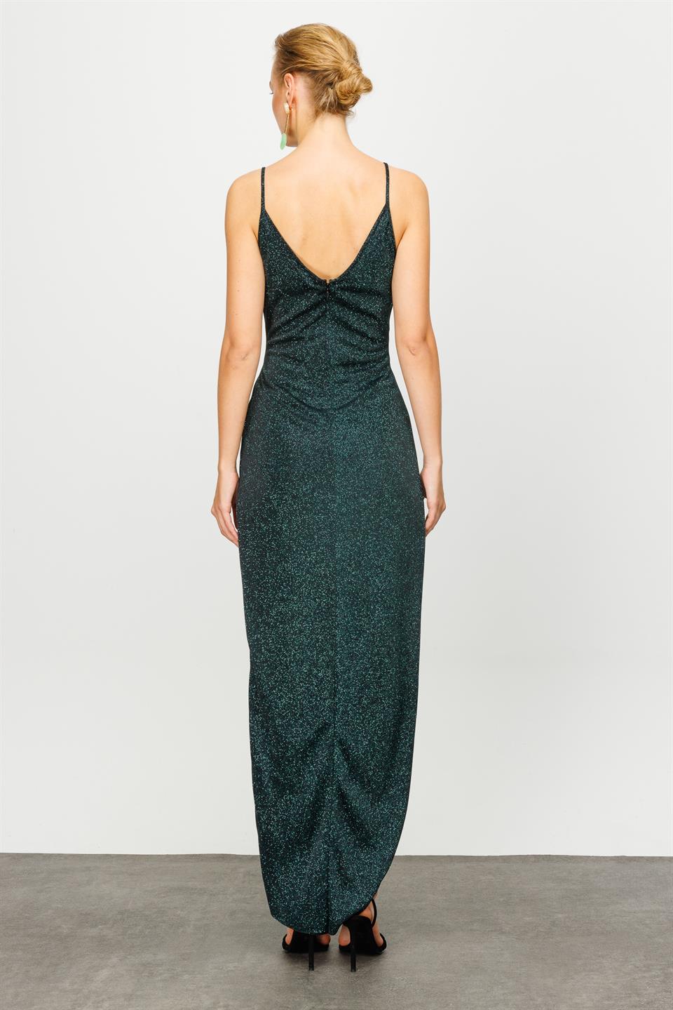 Nefeli Womens Emerald Color Gilitter Night Dress