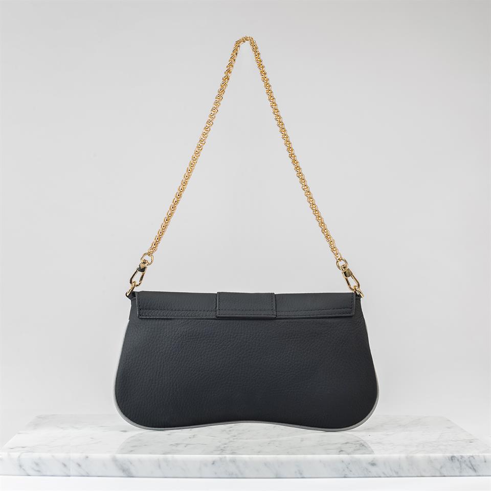 Siyah Hakiki Deri Kadın El Çantası