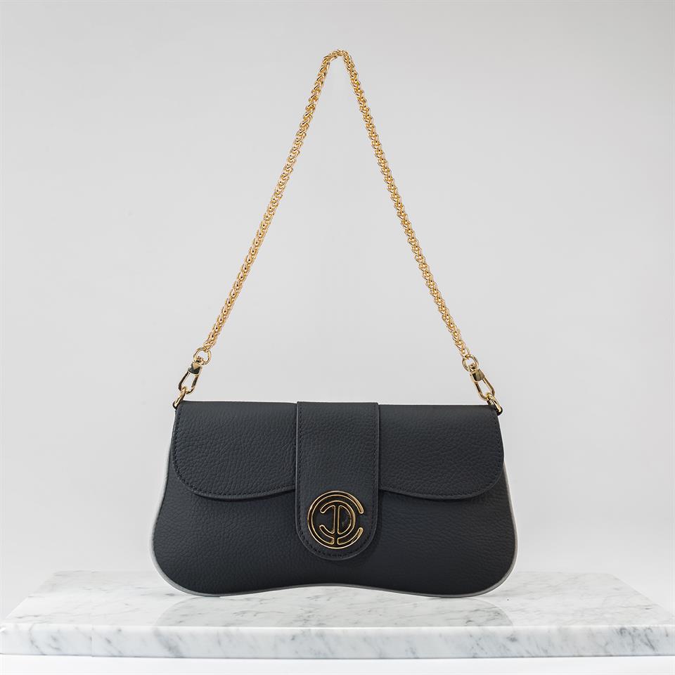 Siyah Hakiki Deri Kadın El Çantası