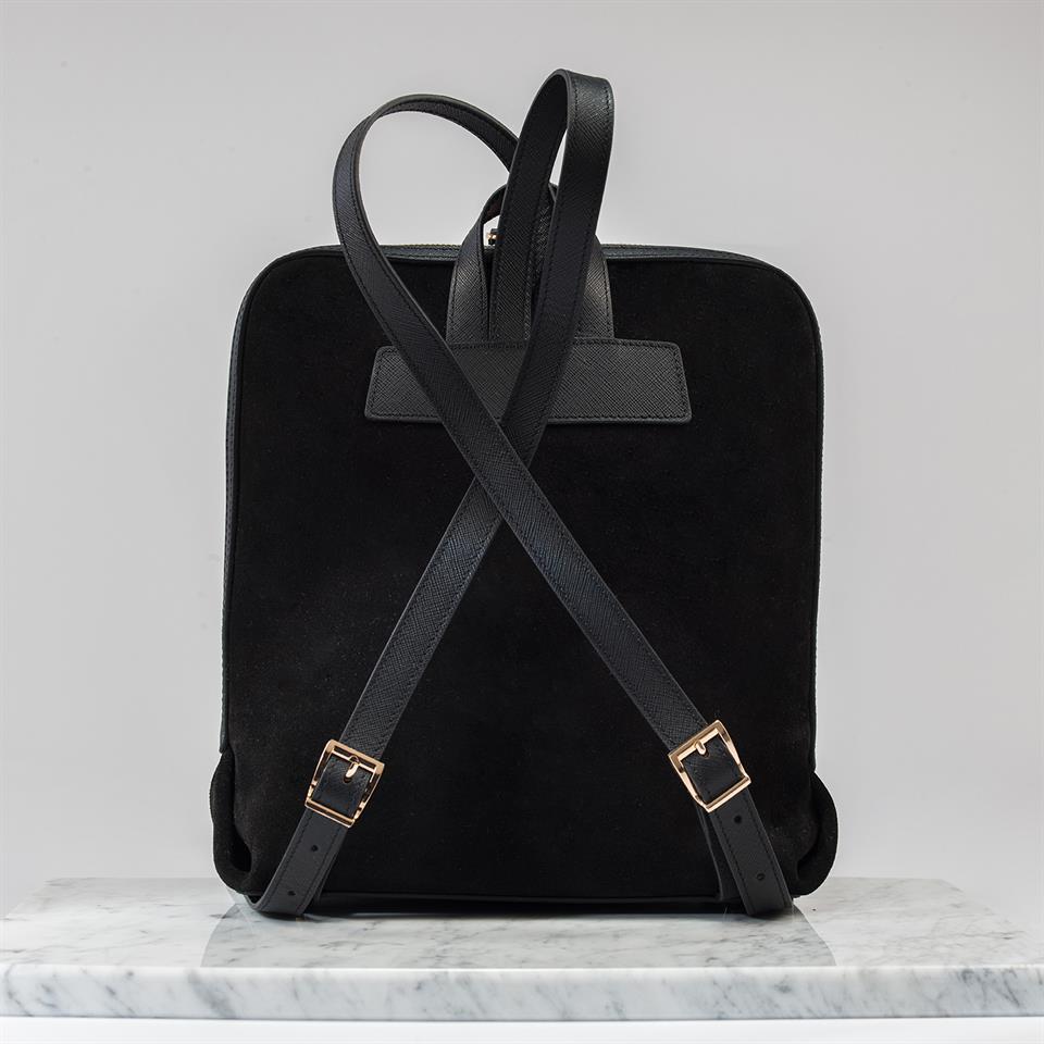 Black Genuine Leather Womens Backpack